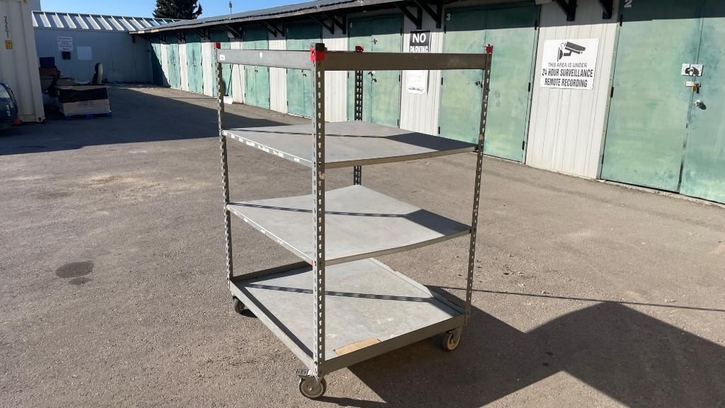 Four-Tier Industrial Metal Rolling Rack With Adjustable Shelves, 42in x ...