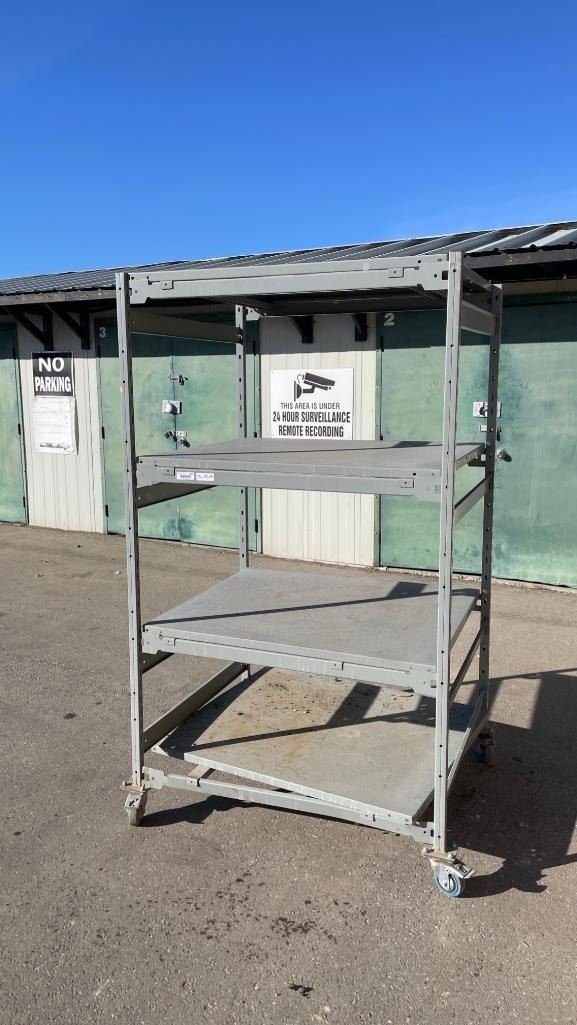 Four-Tier Industrial Metal Rolling Rack With Adjustable Shelves, 45in x ...