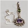 Image 2 : JP105-242 SILVER LOT OF 2 PERIDOT AMETHYST PENDANT