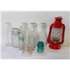 Image 1 : BOX OF ANTIQUE GLASS: 4MILK, 1LANTERN, 2INSULATORS