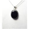 Image 1 : 23)  SILVER TONE SQUARED OFF NATURAL OVAL BLACK