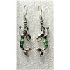 Image 1 : 19)  SET OF SILVER TONE WITH GREEN ENAMEL