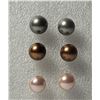 Image 1 : 18)  LOT OF 3 PAIRS OF PEARL STUD EARRINGS, PALE