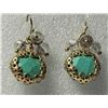 Image 1 : 20)  GOLD TONE WITH TURQUOISE AND CRYSTAL DROP