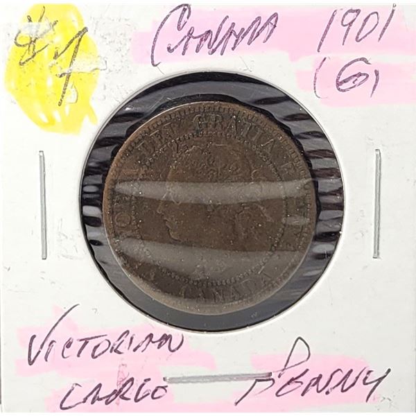 12)  CANADIAN 1901 VICTORIAN LARGE PENNY.