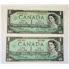 Image 1 : 6)  LOT OF 2 CANADIAN UNCIRCULATED 1967 $1.00