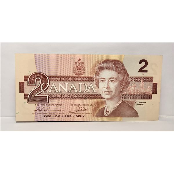 4)  FROM 1987 CANADA $2.00 BANKNOTE.