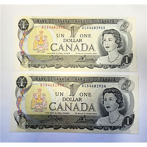 5)  LOT OF 2 CANADIAN $1.00 UNCIRCULATED