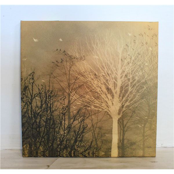 ART CANVAS PRINT, TREES IN BROWN HUES; 20" x 20"