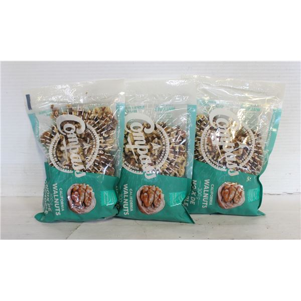 3 CALIFORNIA WALNUT PACKS 300 GRAM BAGS BB 6/24