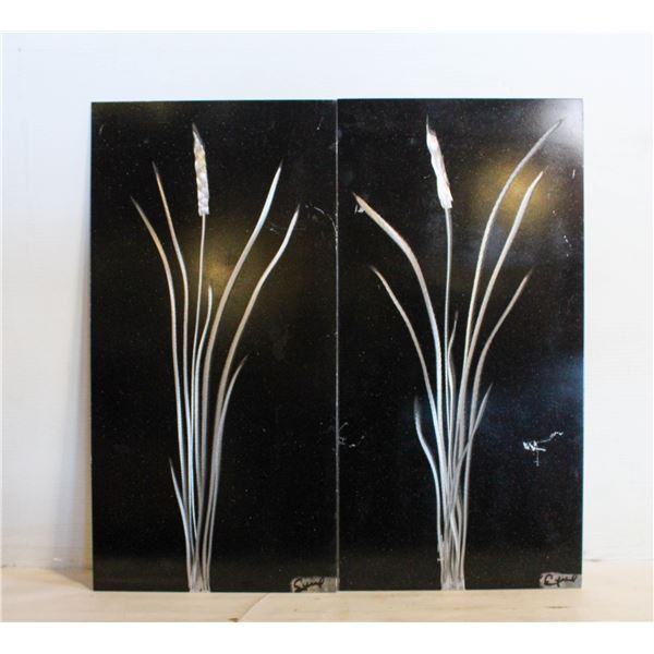 2 METAL WALL HANGINGS 12"X24"