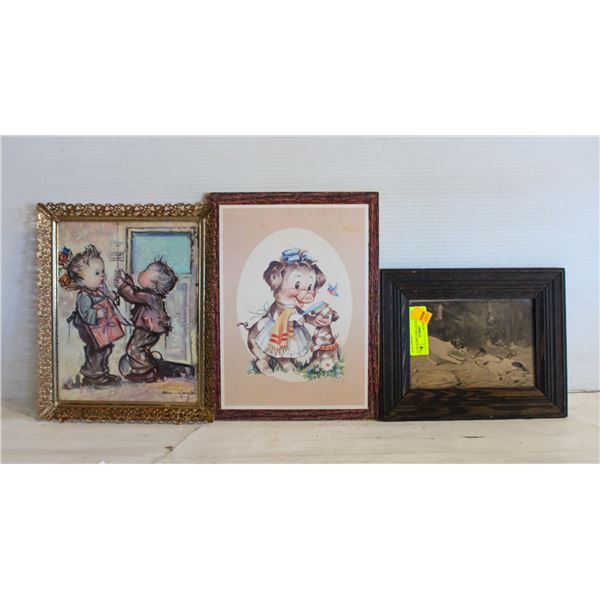 3 VINTAGE PICTURES APROX 8X10" - ESTATE