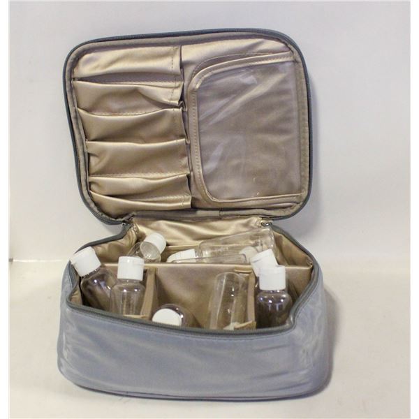 NEW MAKEUP BAG & 15 REFILLABLE BOTTLES