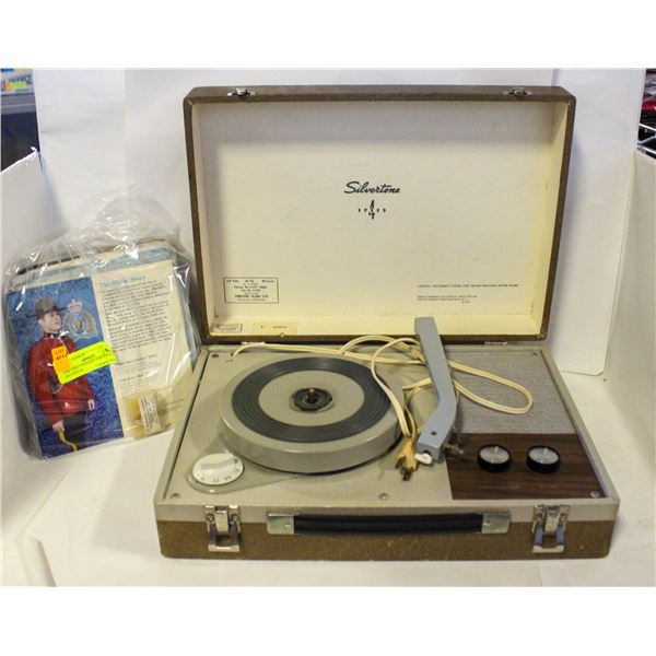 PORTABLE VINTAGE TURNTABLE 25 RECORDS &