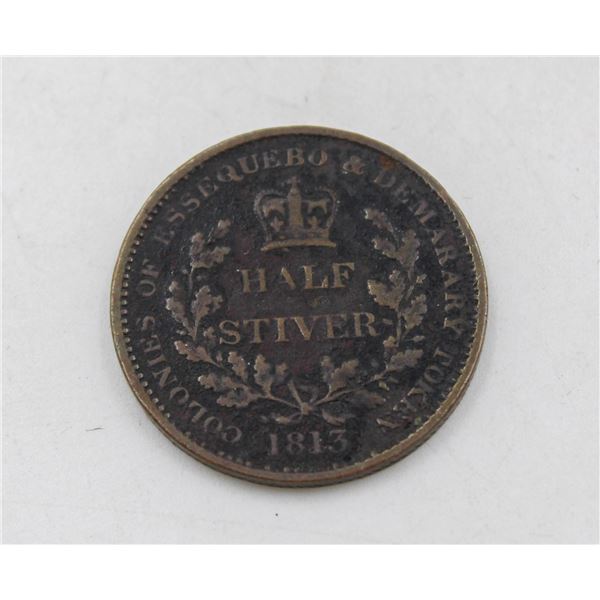 1813 ESSEQUIBO & DEMARARY HALF STIVER COIN