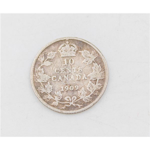 1909 OLD SILVER CANADA 10 CENTS COIN