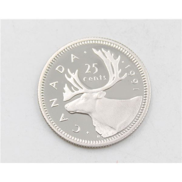 KEY DATE 1991 CANADA 25 CENT PROOF FINISH COIN