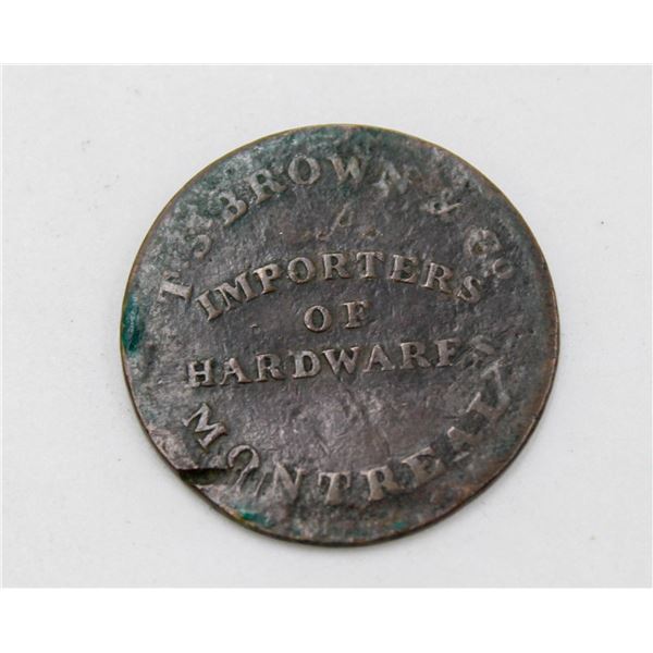 1837 T.S. BROWN & CO MONTREAL CANADAS 1/2 PENNY