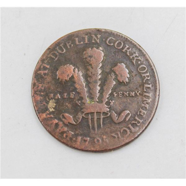 1795 DUBLIN IRELAND 1/2 PENNY TOKEN