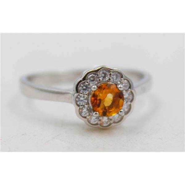 CITRINE STERLING SILVER GEMSTONE RING, NEW, SIZE