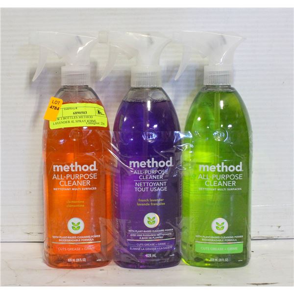NEW 3 BOTTLES METHOD LAVENDER 4L SPRAY 828ML