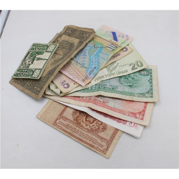 9 OLD VARIOUS WORLD BANKNOTES