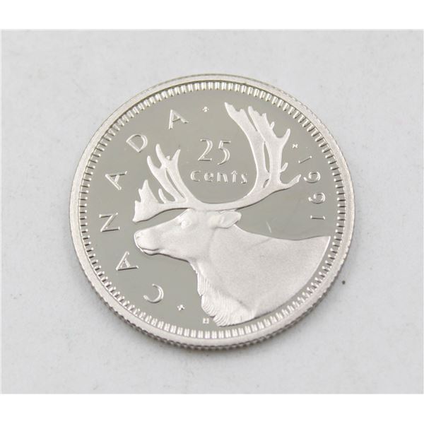 KEY DATE 1991 CANADA 25 CENT PROOF FINISH COIN
