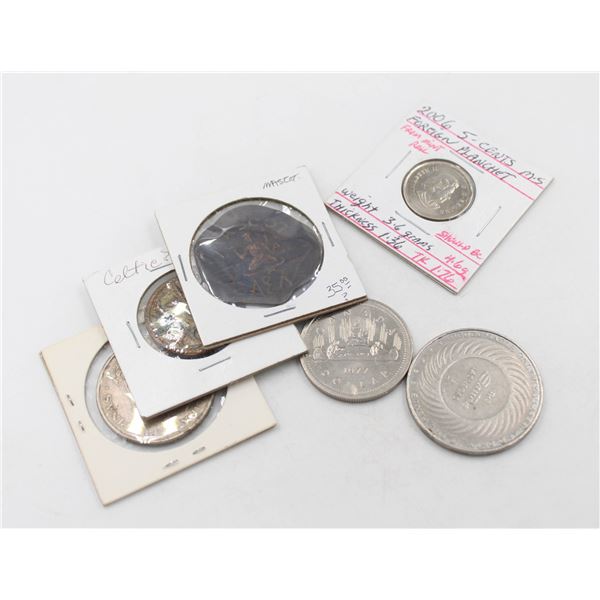 6 OLD VARIOUS COINS AND TOKENS ESTATE LOT