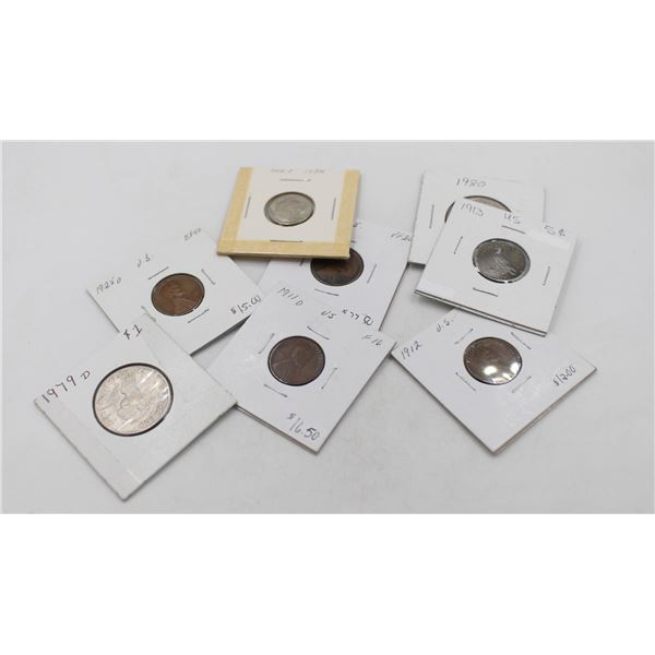 8 VARIOUS OLD USA COINS