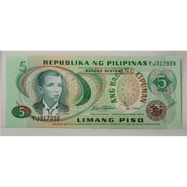 3)  FROM 1969 PHILLIPINES, 5 PISCO UNCIRCULATED