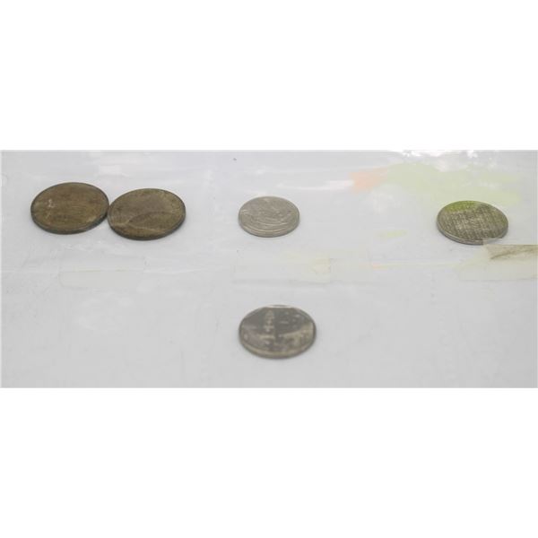 4 TOKENS IN PLASTIC SLEEVE 1968 TO 1999