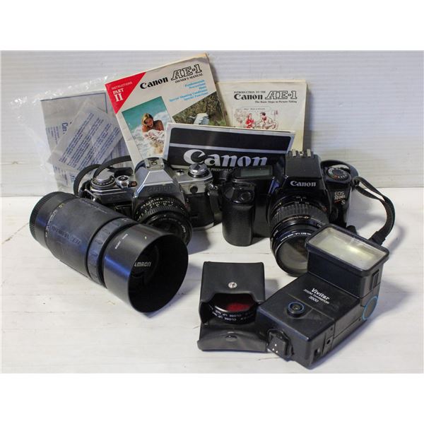 CANON CAMERAS, EOS TELE LENS, FLASH , LIGHT METER