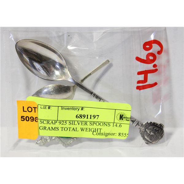 SCRAP 925 SILVER SPOONS 14.6 GRAMS TOTAL WEIGHT
