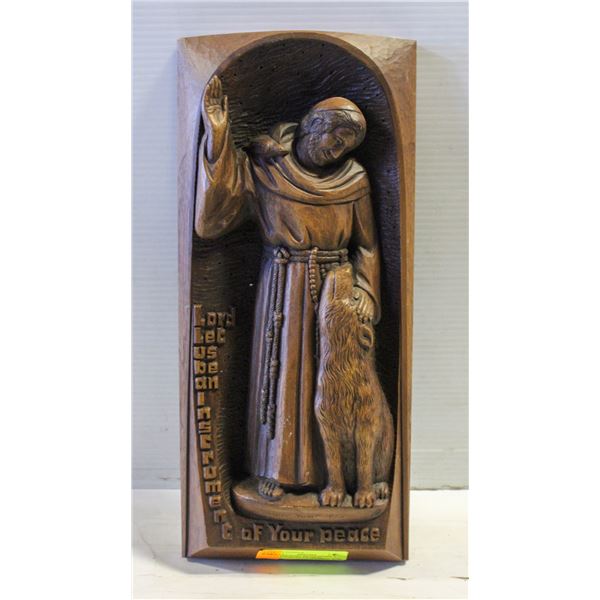 VINTAGE KARL ROTHAMMER WOOD SCULPTURE ST. FRANCIS