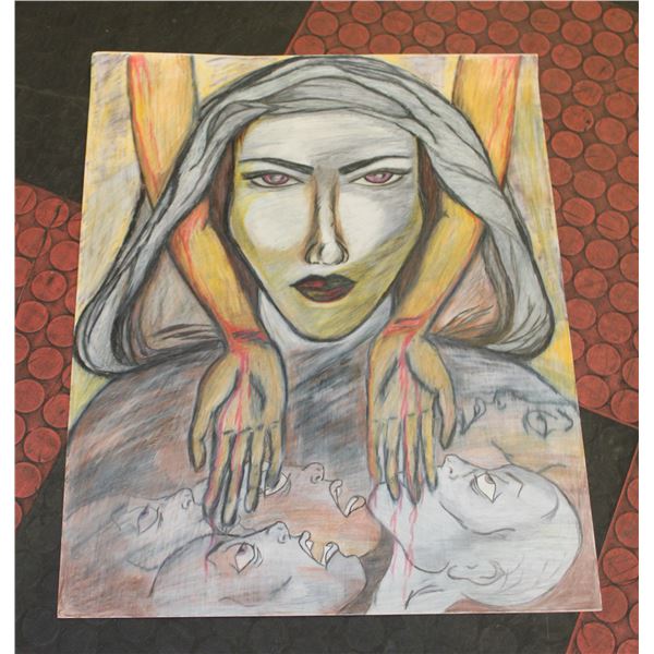 ORIGINAL PAINTING ARTIST "JCK" 19" X 23" RENDE