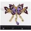 Image 1 : NEW RHINESTONE ACCENT PURPLE BUTTERFLY TASSEL CRAB