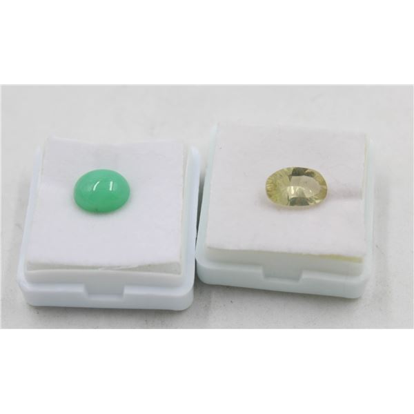 #43-NATURAL CHRYSOPRASE 2.96CT & LEMON QZ 1.90CT