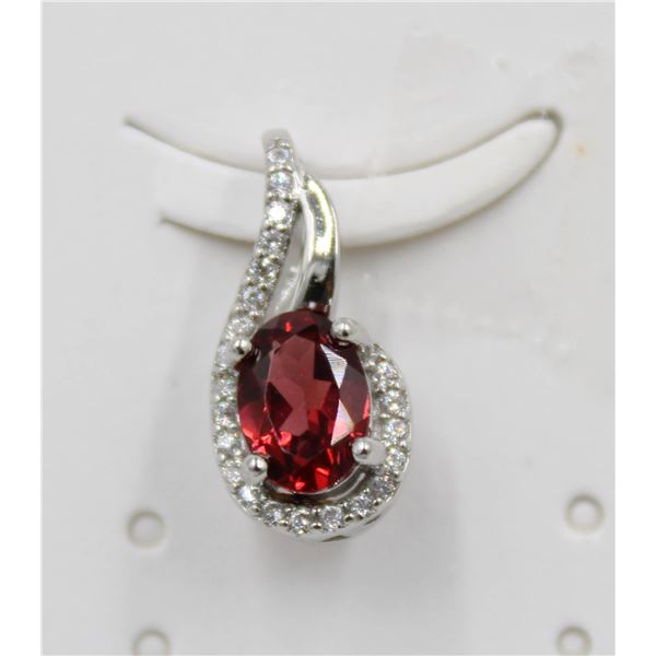 #127-NATURAL PHODOLITE GARNET & CZ PENDANT
