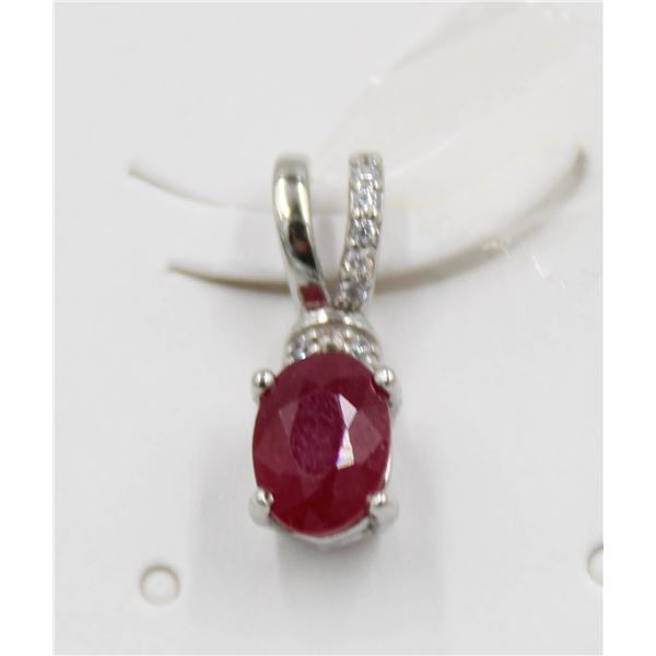 #132-NATURAL RUBY & CZ PENDANT