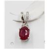 Image 1 : #132-NATURAL RUBY & CZ PENDANT