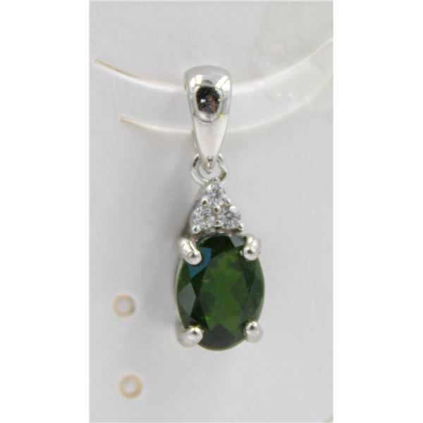 #138-NATURAL GROOM DIOPSIDE & CZ PENDANT