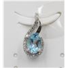 Image 1 : #191-NATURAL SKY BLUE TOPAZ & CZ PENDANT