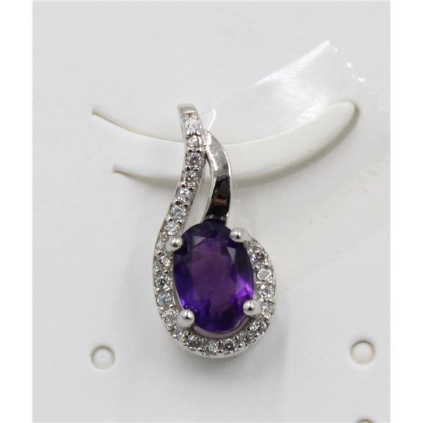 #123-NATURAL AMETHYST & CZ  PENDANT