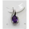 Image 1 : #123-NATURAL AMETHYST & CZ  PENDANT