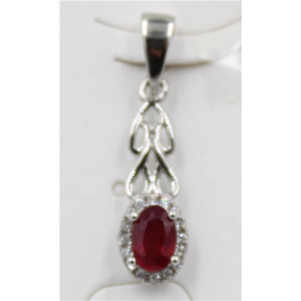 #179-NATURAL RUBY & CZ PENDANT
