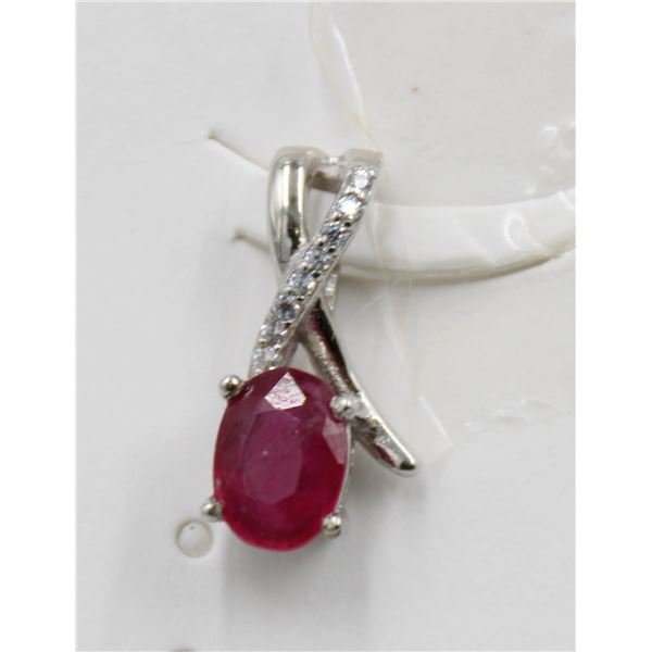 #173-NATURAL RUBY & CZ PENDANT