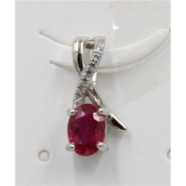 #128-NATURAL RUBY & CZ PENDANT