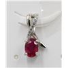 Image 1 : #128-NATURAL RUBY & CZ PENDANT