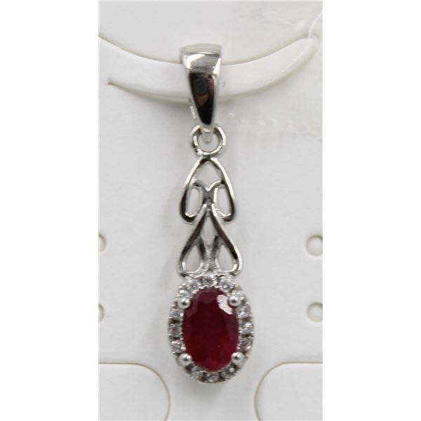 #136-NATURAL RUBY & CZ PENDANT