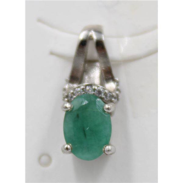 #195-NATURAL EMERALD & CZ PENDANT